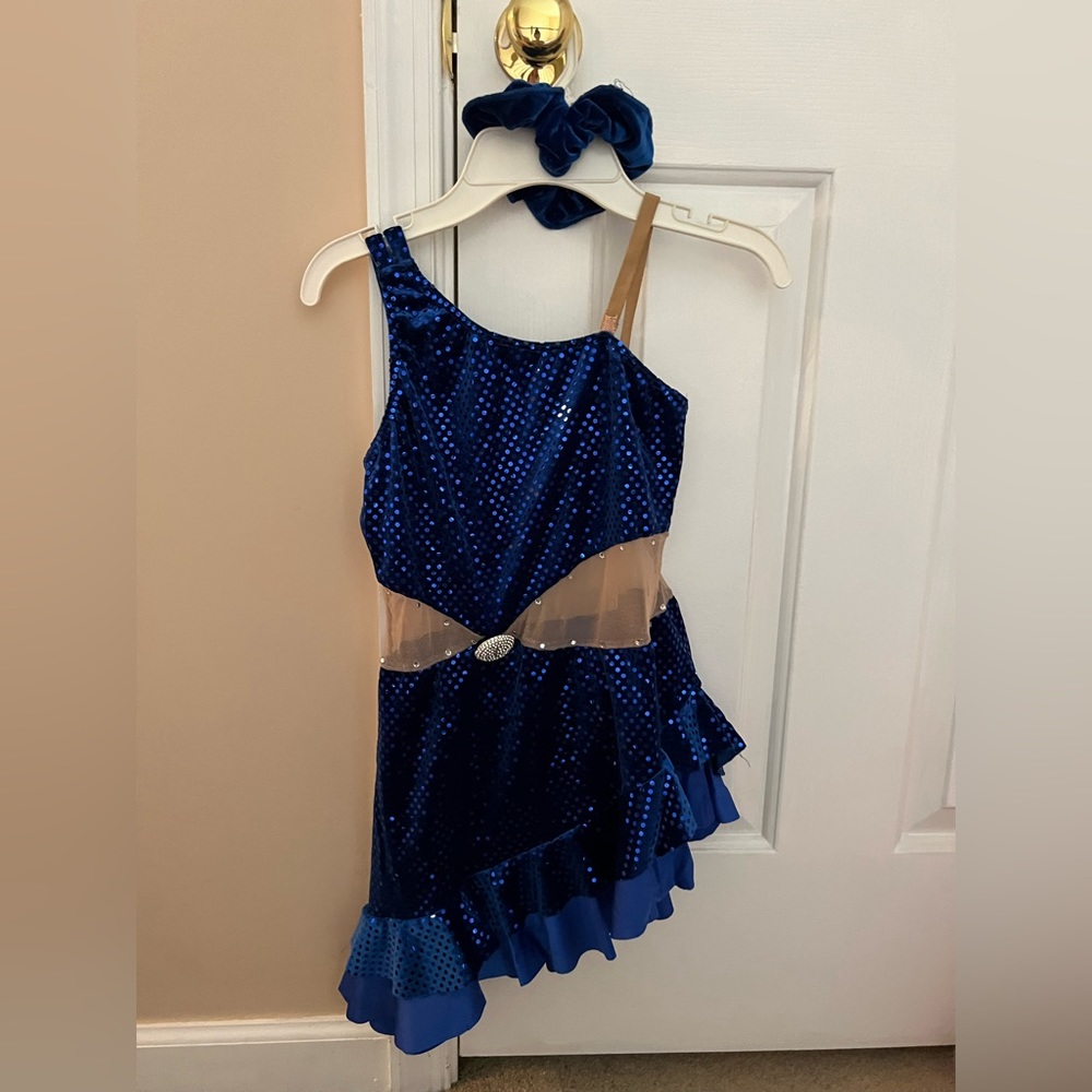 Navy blue sequin dance costume